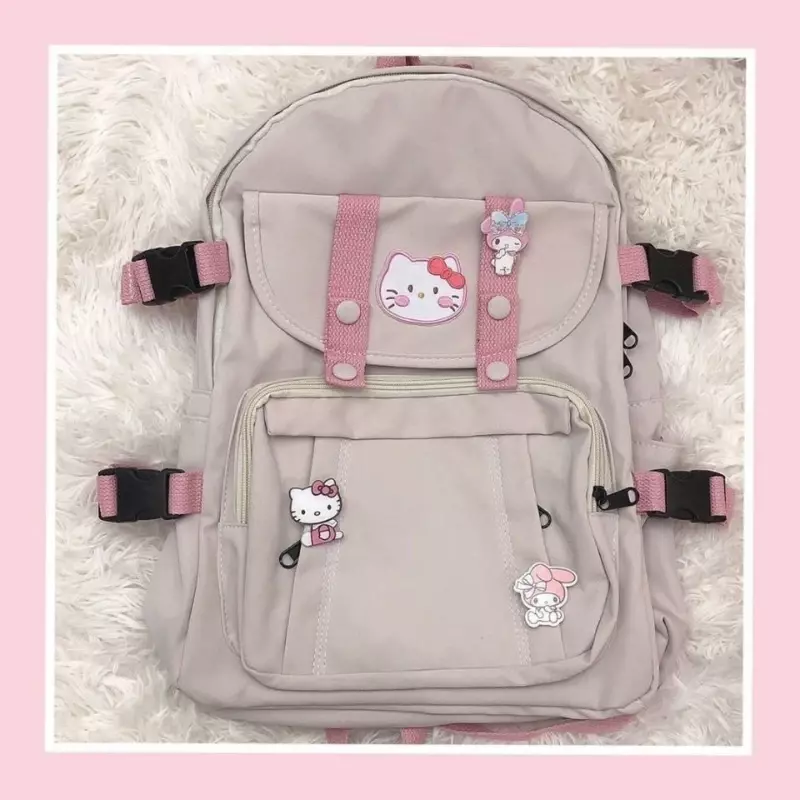 Mochila escolar versión coreana ins versátil para niña, bolso escolar japonés, perro canela, Hello Kitty para mujer, gran capacidad