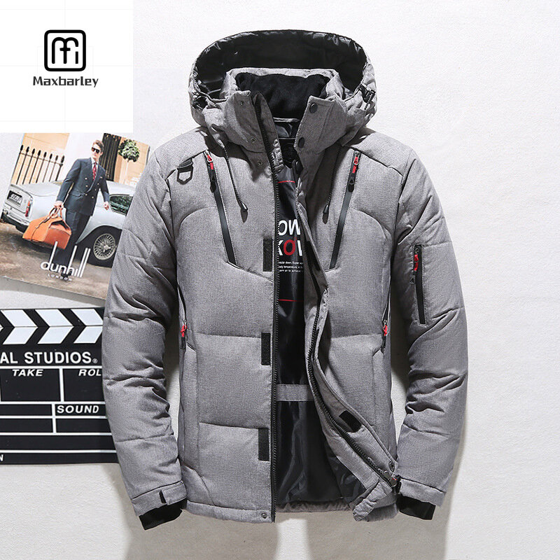 Men Casual High-quality Coat Men White Duck Down Jacket Warm Hooded Thick Down Jacket Coat Warm Winter Jacket Coat Down Jacket