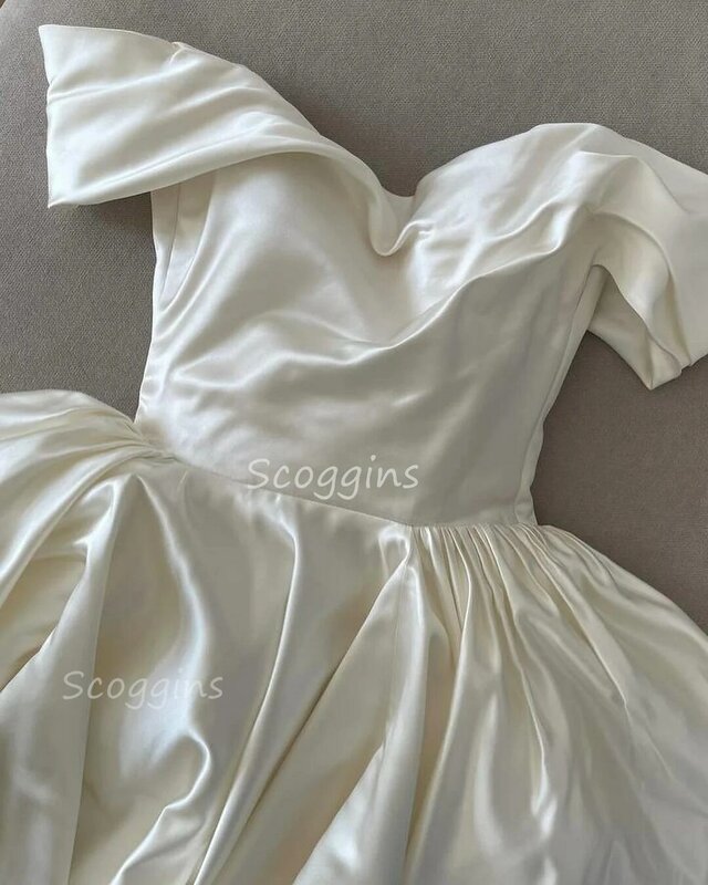 Vestido de cetim macio fora do ombro feminino, elegante e bonito, vestido de casamento comprido, ocasião formal, Luxo, 2024