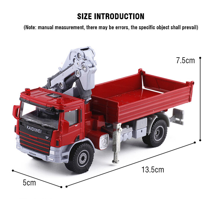 Kaidiwei Truck Model Mounted Crane Transport Dumper 1/50 Alloy Engineering Vehicle Car Model Simulation Toys for Boys Gifts