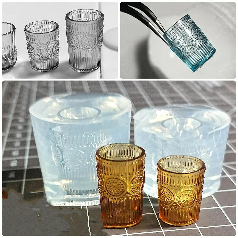 New Mini Mold 1:12 Dollhouse Miniature Juice Cup Drink Cup DIY Drop UV Glue Silicone Mold Dollhouse Accessories(Only Mold)