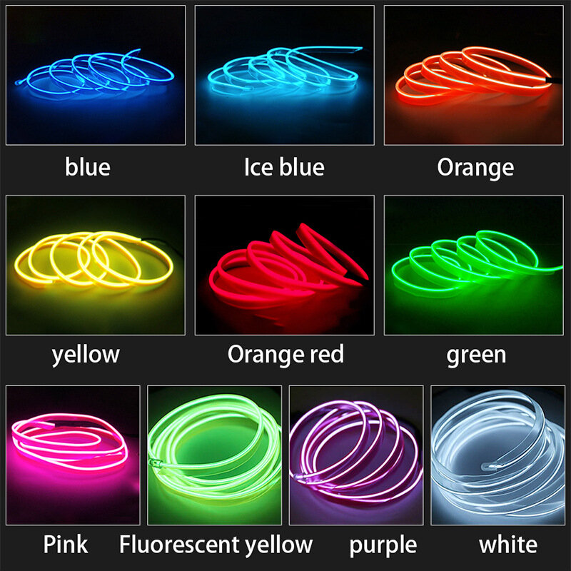 Automobile Atmosphere Lamp Car Interior Lighting LED Strip Decoration Garland Wire Rope Tube Line Flexible Neon Light USB Drive
