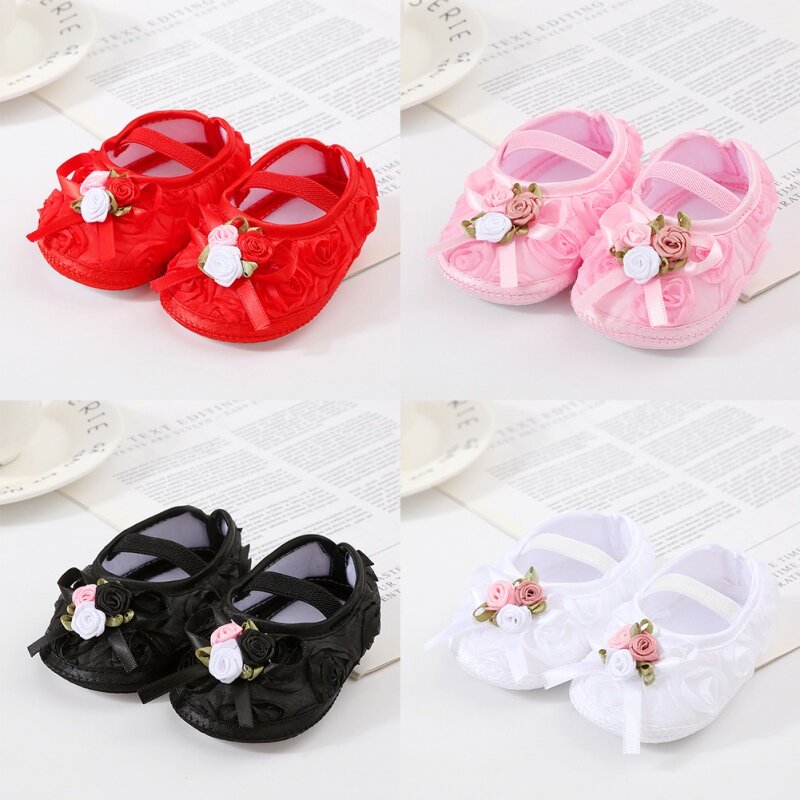 0-12M Lovely Bow Baby Crib Shoes Spring Autumn Soft Sole Princess Shoes Newborn Toddler Casual Footwear Solid Color First Walker