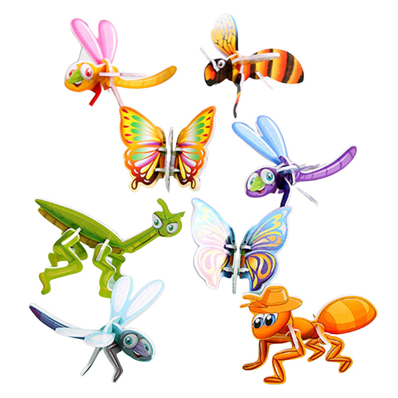 Rompecabezas de insectos de papel 3D para niños pequeños, juguetes de aprendizaje temprano, Material seguro, regalos educativos
