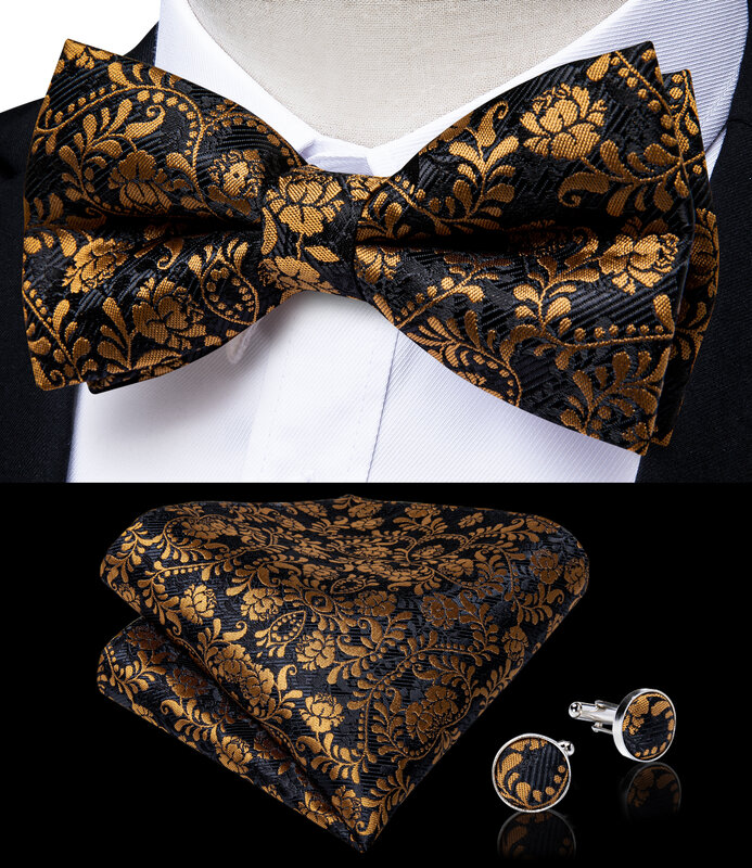 Cummerbunds de marque noir or pour hommes, ensemble de nœuds papillon pour smoking, accessoires pour robe formelle de mariage