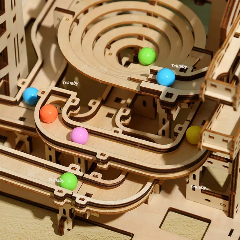 3D Holz Puzzle Marmor läuft mechanische Rätsel Selbst montage Spielzeug Dampf Lernspiel zeug Modellbau Kits für Kinder Erwachsene Geschenk