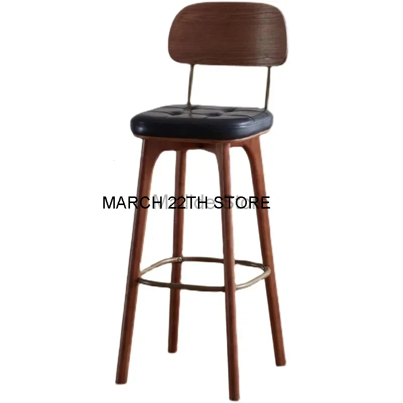 Nordic krzesła barowe z litego drewna do mebli kuchennych przemysłowy Retro restauracja stołek na ladę kreatywny wysoki stołek z oparciem krzesło barowe