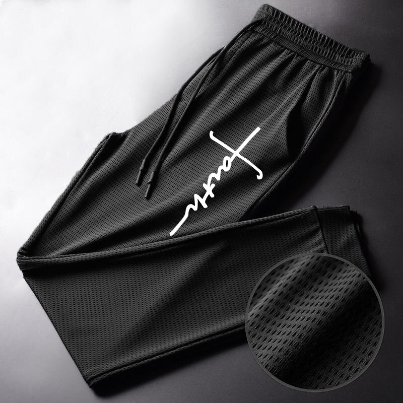 Сетчатые дышащие брюки из вискозы, мужские спортивные быстросохнущие брюки для фитнеса (рекомендуется покупать больший размер)