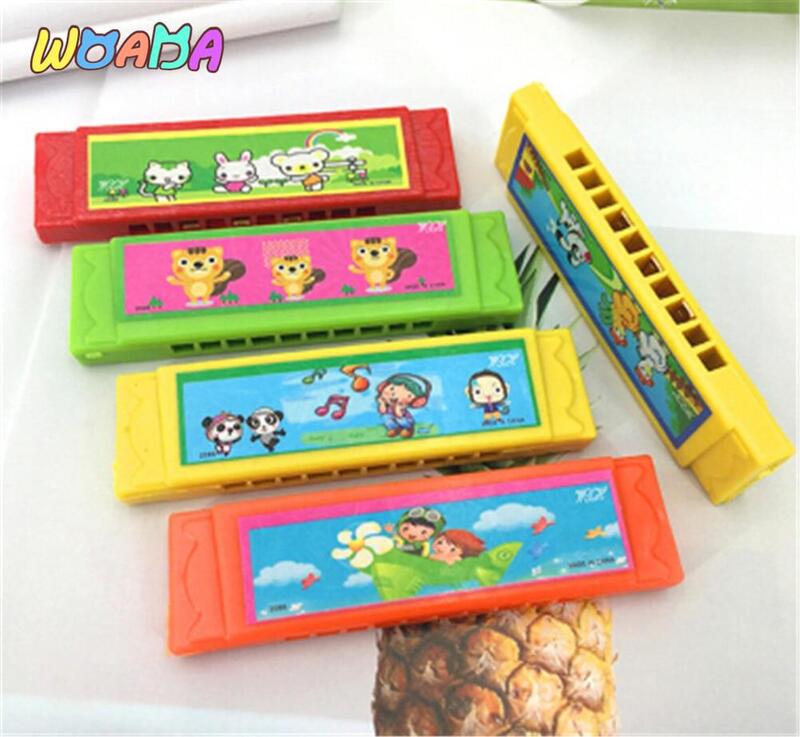 Bambini Early Educational Music Learning Toy Wood Plastic Harmonica Fun Double Row 16 fori giocattolo musicale armonica colore casuale