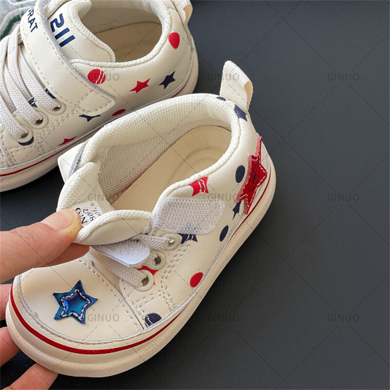 New Spring Baby Shoes Leather Toddler Boys Girls Sneakers High-help Outdoor Tennis Breathable Fashion Little Kids Sneakers