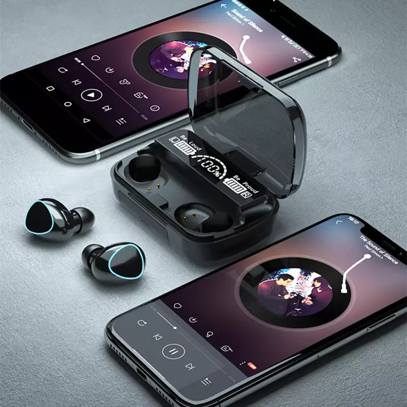 TWS Wireless Bluetooth Cancelamento de Ruído Earbuds com Microfone, Display LED Auscultadores, Auscultadores Esportivos, Fones De Ouvido Estéreo, 2024
