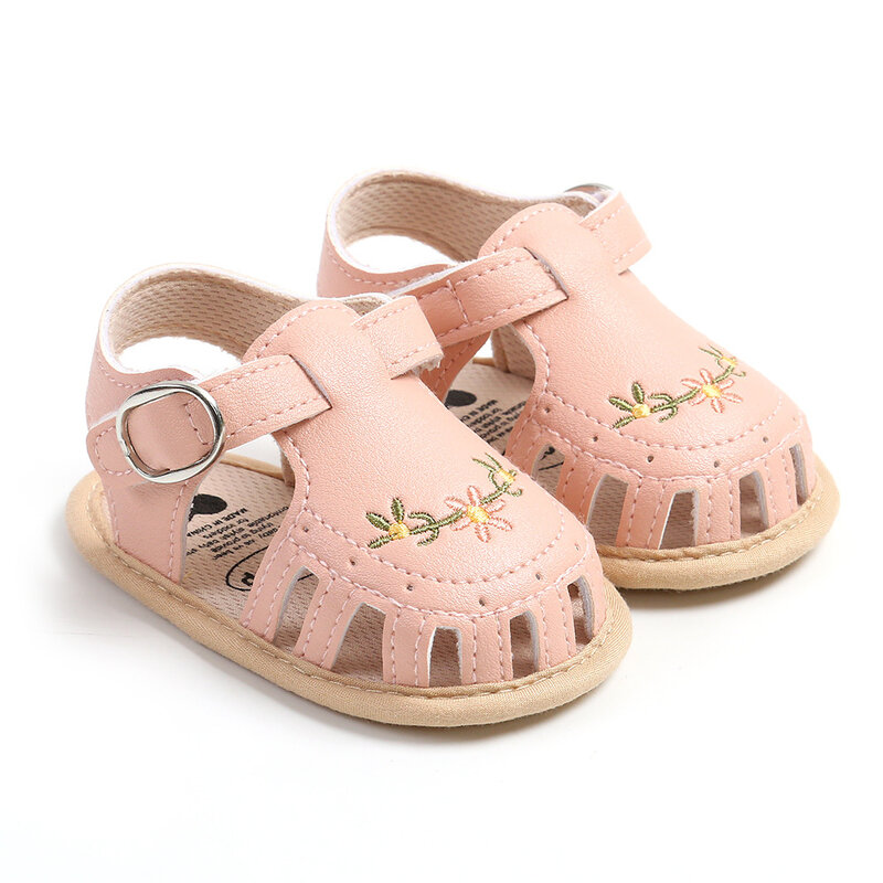 Sandalias de verano bordadas para niña recién nacida, cómodas y ligeras, con suela suave Floral, para 0 a 18 meses, 2024