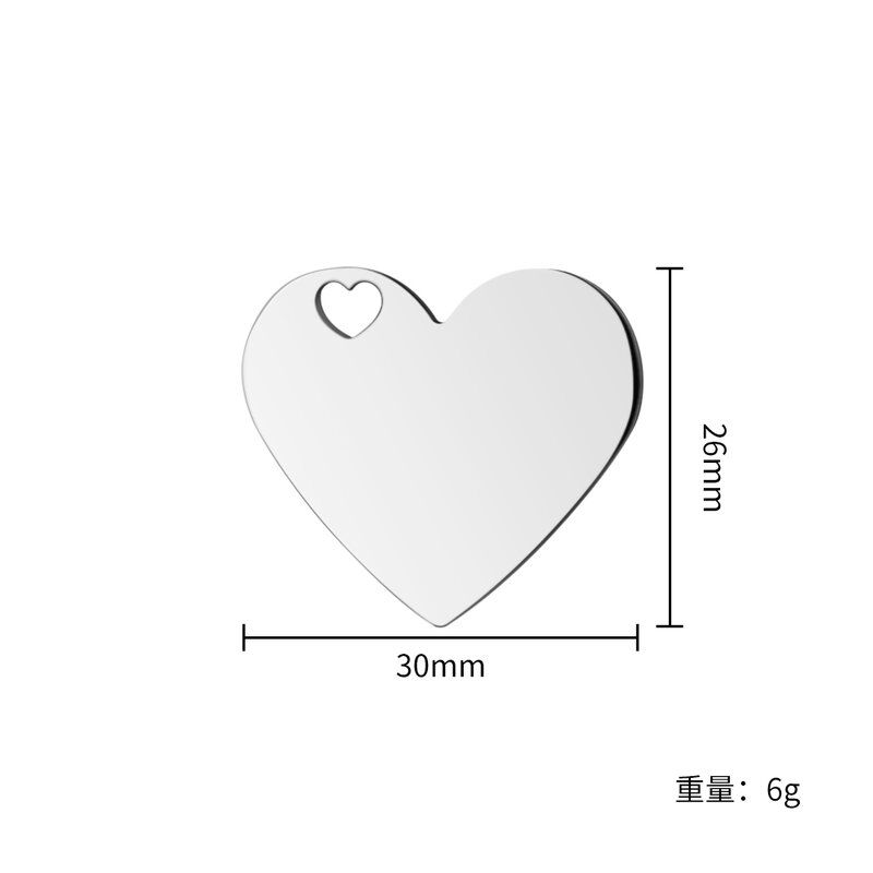 Clearance Sale 30pcs Engravable Heart Charms Free Laser Engrave Logo design text Stainless Steel Heart Pendnant Bracelet Charms
