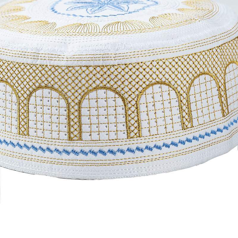 2024 Embroidered Hui Islamic Male Hat Muslim Worship Hat Saudi Arabian Emirates Hat Indian Hat Topi Kufi Round Cap