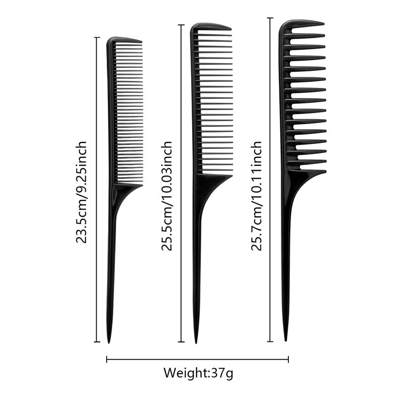 Sisir celup rambut 3 buah/set, sisir ujung ekor lebar sikat rambut gigi mewarnai rambut sisir Salon gaya rambut