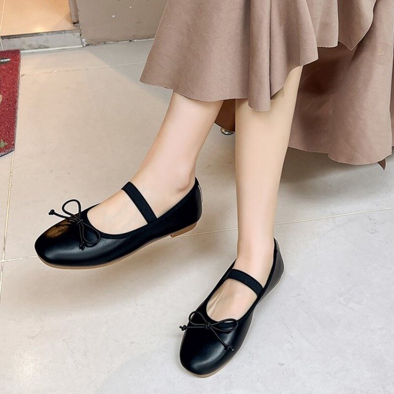 Ladies Loafers Mary Jane Shoes Women's Shoes Round Toe Comfort Flat Bow Silk Satin Ballet Flats Spring/Autumn Flats Women Shoes