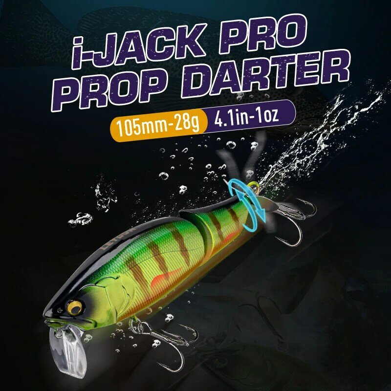 LEYDUN-JACK Pro Minnow iscas de pesca, 105mm, 28g, natação flutuante, cauda giratória, iscas duras, Noise System, Wobblers, Bass, Pike
