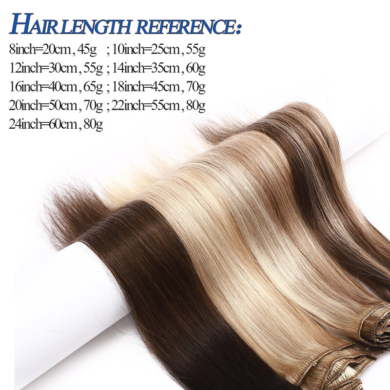 Reiche Entscheidungen 8Pcs Clip in Hair Extensions Echt Menschliches Haar Clip in Natürlichen Haarteile 10-24 zoll Highlights blonde Haar Schuss