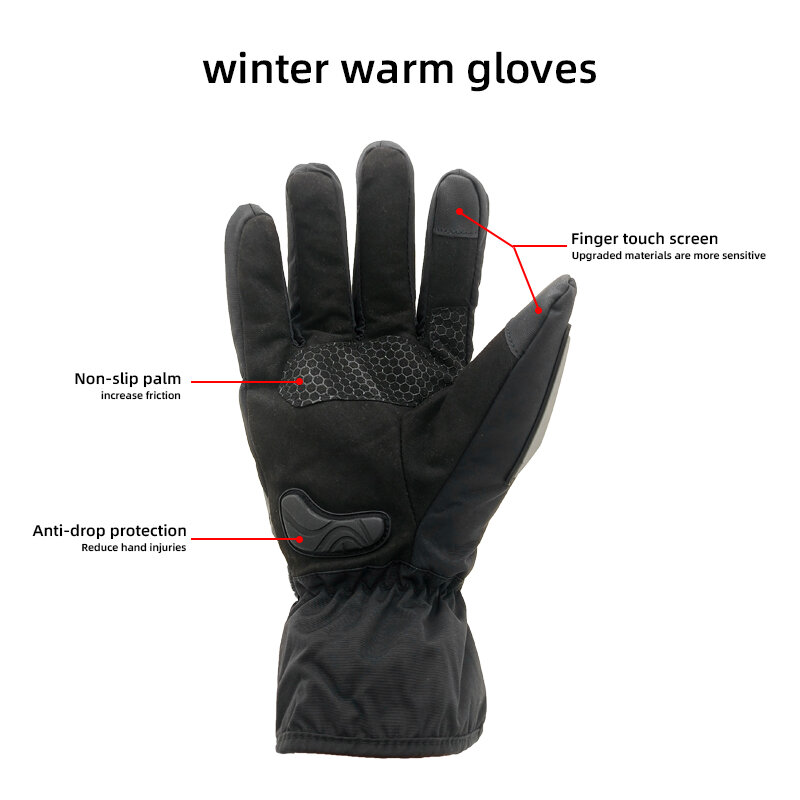 Men's Outdoor Gloves Motorcycling Gloves Windproof and Waterproof Winter Ski Gloves with Touch Screen Technology Long Warmth