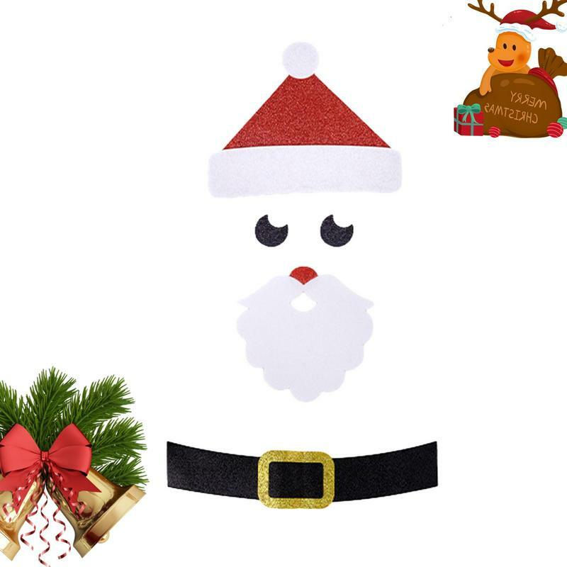 Stiker pintu kartun ornamen Natal kain Felt, Aksesori dekorasi xmax stiker pesta musim dingin untuk dekorasi pintu