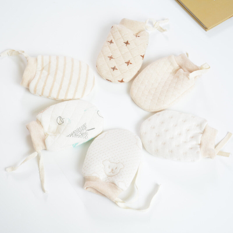 Luvas de algodão estampadas para crianças, luvas antigarra para bebê, aquecedor grosso de mão em lã, luvas de dedos cheios para criança, 0-3 anos, inverno