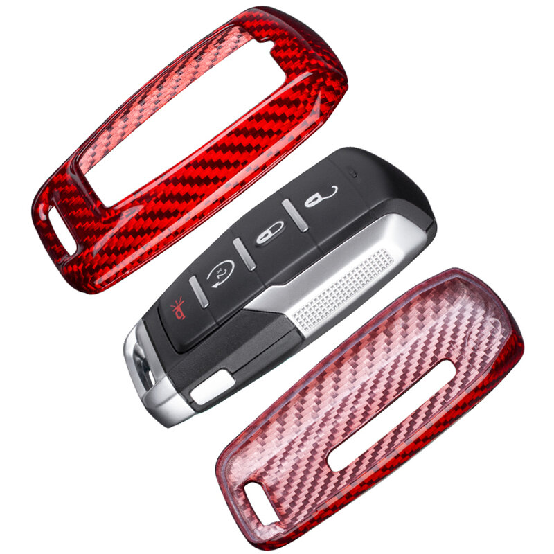 for Ram Key Cover With Keychain, Carbon Fiber Key Case Shell for Ram 1500 2500 3500 Accessories, for Ram Power Wagon Tradesman