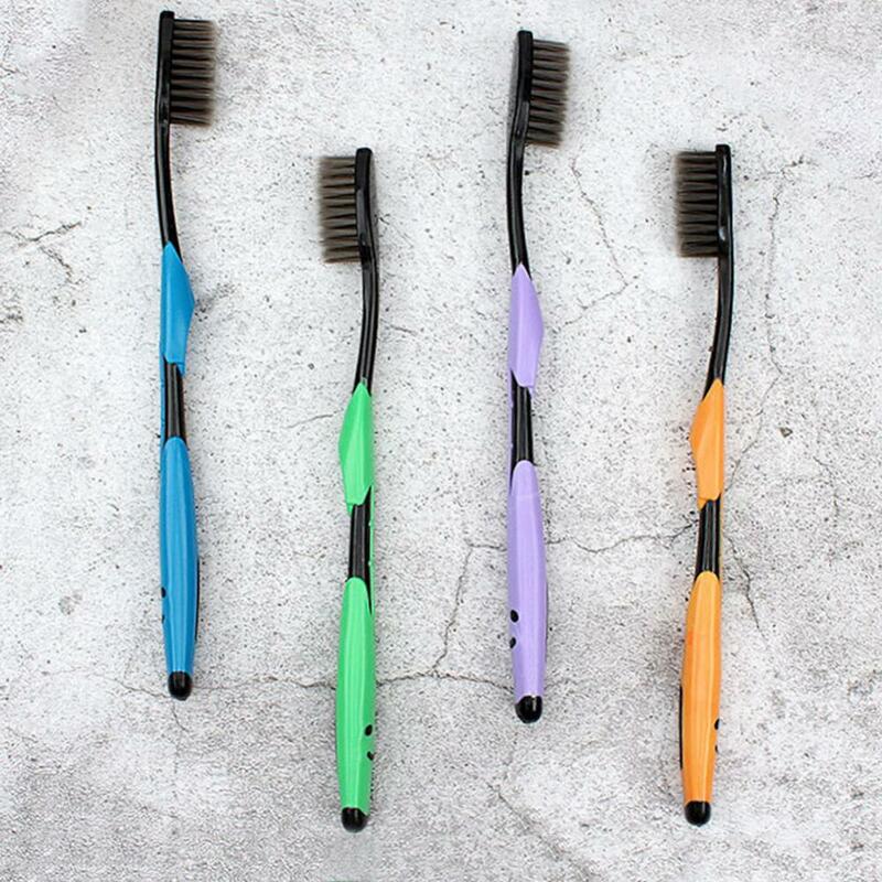 Cepillo de dientes de cerdas suaves de carbón de bambú para adultos, herramienta de limpieza bucal, aparatos de ortodoncia, cepillos de dientes
