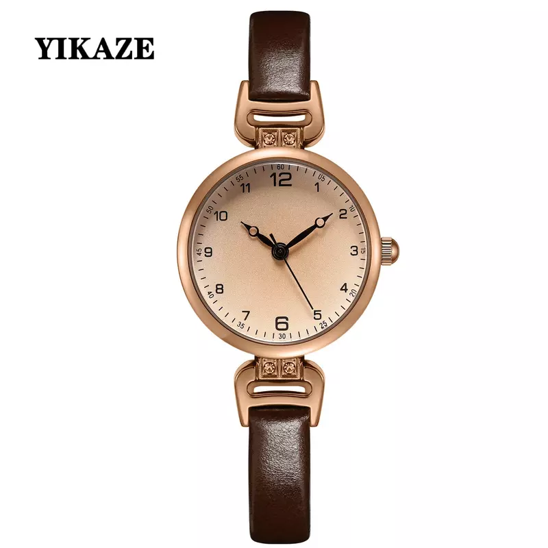 นาฬิกาควอตซ์2024สำหรับผู้หญิงนาฬิกาข้อมือสายหนัง PU บางสำหรับสุภาพสตรีนาฬิกาแฟชั่นสีทึบของขวัญสำหรับผู้หญิงนาฬิกาสำหรับผู้หญิง