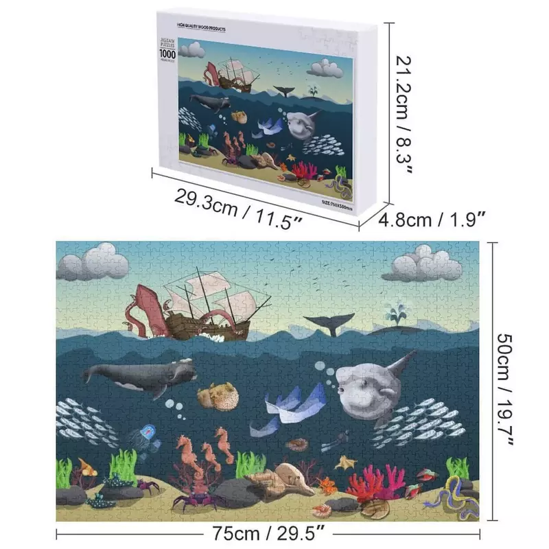 Teka-teki gambar pemandangan laut mainan bayi dewasa kayu Puzzle objek bayi yang dipersonalisasi