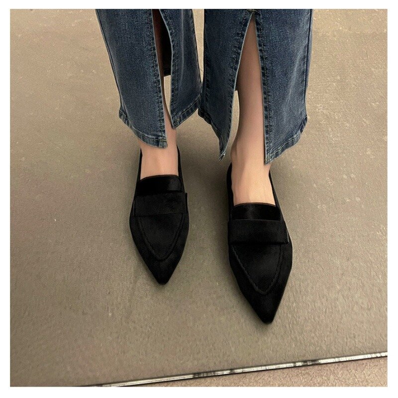 Comemore Suede Casual Walking Women Flats Ballet Dance Zapatillas Pointed Toe Sandals Shoes 2024 Spring Designer Loafers Shoe