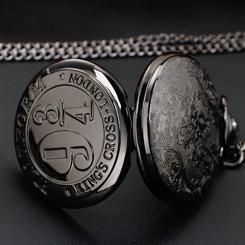 Hot Selling All Black Quartz Pocket Watches For Men Unisex Vintage Steampunk Necklace Chain Clock reloj de bolsillo