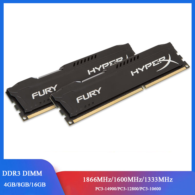 Módulo de Memoria RAM HyperX FURY DDR3 DDR3L, 8GB, 4GB, 1866MHz, 1600MHz, 1333MHz, 240 pines, DIMM, 1,35 V/1,5 V