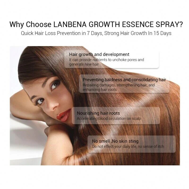 LANBENA-suero para el crecimiento del cabello, loción para el crecimiento del cabello, tónico para el cuero cabelludo, Spray para fortalecer el cabello, Tailandia