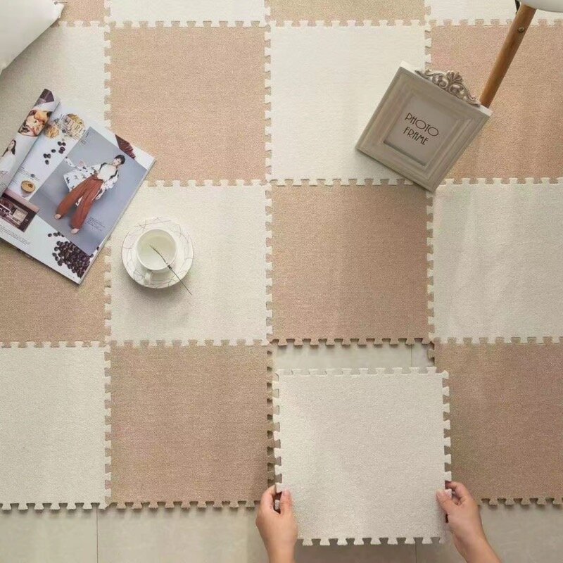 Esterilla de juego de lino para bebé, tapete de actividades para habitación de niños, 10 piezas, 30x30cm