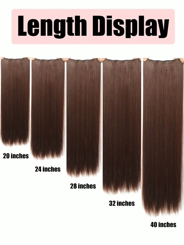 Aosihair-وصلة شعر صناعية للنساء ، فائقة الطول ، مستقيمة ، طبيعية ، سوداء ، شقراء ، مزيفة ، قطعة شعر زائفة ، 5 مشابك ، 100 سنتيمتر