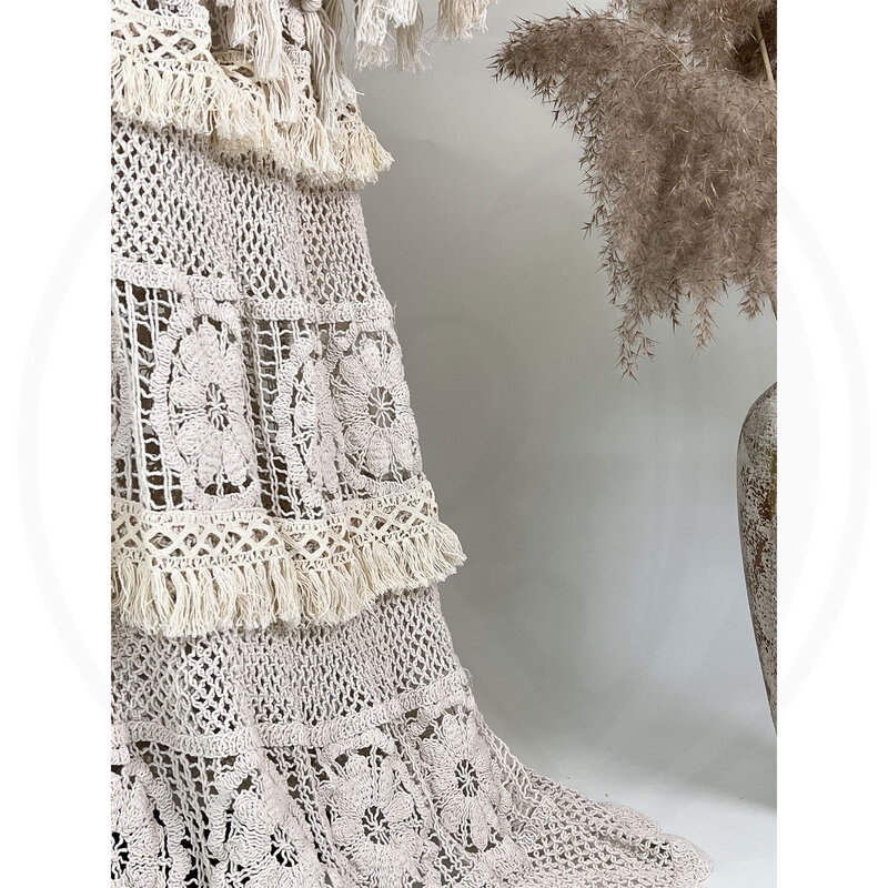 Don & Judy artystyczna suknia ślubna z kwiatowym wycięciem Fringe z długim rękawem Vintage ciąża ciąża sesja zdjęciowa sukienki suknia wieczorowa dla panny młodej