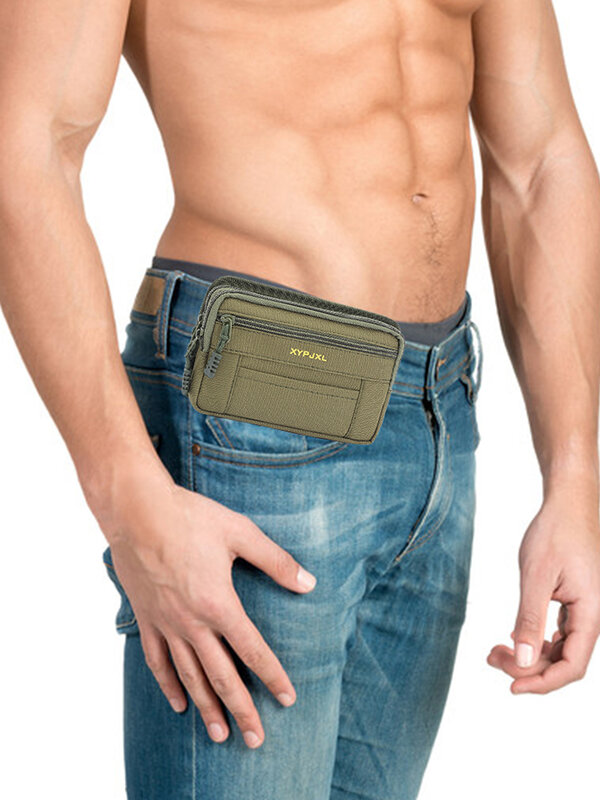 Bolsa de cintura para hombre, monedero para teléfono móvil con múltiples compartimentos, Mini bolsa portátil para monedas, herramientas de viaje para senderismo y ciclismo