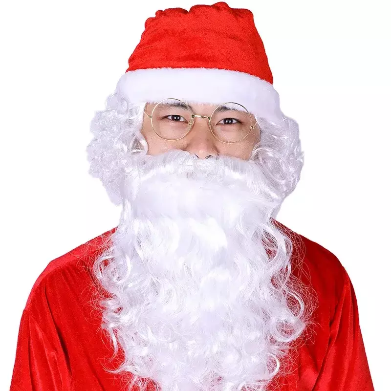 Kostum Cosplay Santa Claus, setelan Sinterklas Natal liburan Natal, pakaian penampilan panggung Pria Wanita