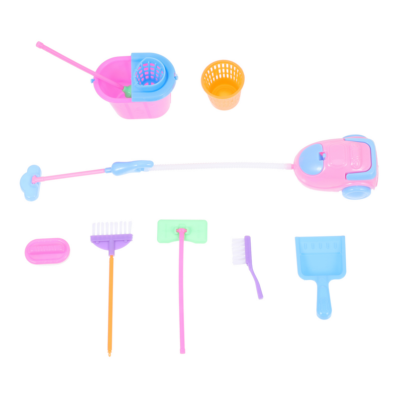 Mini House Cleaning Tools for Kids, Pretend Play Toy, Housekeeping Tool, Broom, Washing Brush, Cleaner for Children