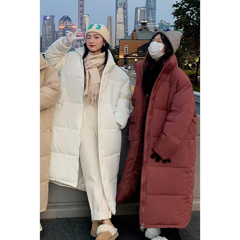 Cappotto invernale abbigliamento donna tinta unita moda manica lunga tasca con cerniera cappotto a vita larga High Street Casual sciolto per le donne