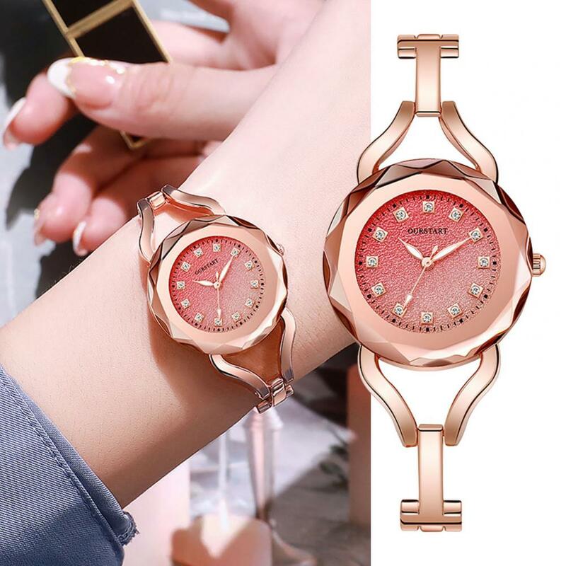 Quarz werk Uhr elegante Damen Quarzuhr mit Farbverlauf Zifferblatt Strass Armband hohe Genauigkeit für exquisite