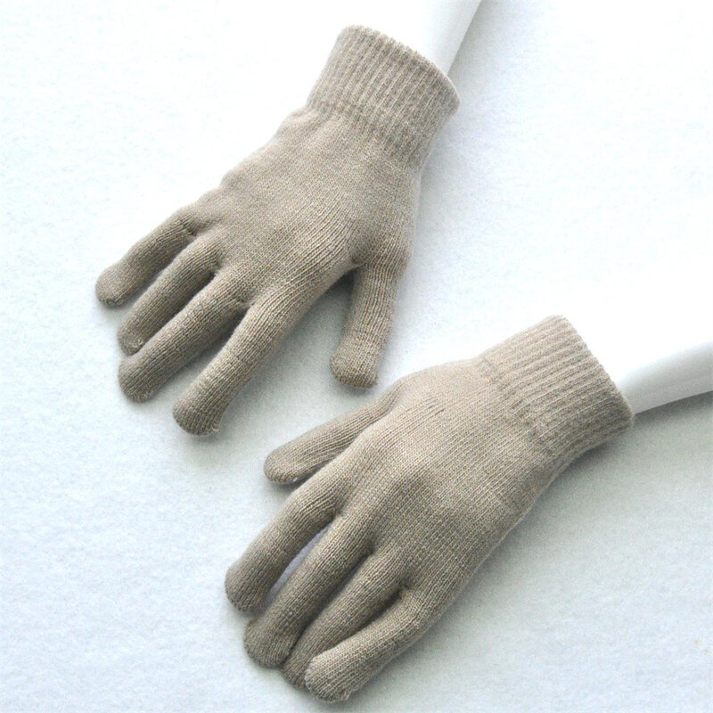 Новинка 2023, женские и мужские теплые перчатки, зимние плюшевые флисовые перчатки для сенсорного экрана, теплые шерстяные однотонные вязаные варежки, велосипедные перчатки