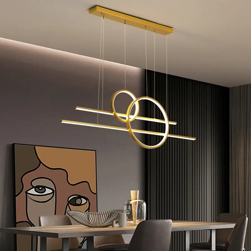 Moderne einfache LED Kronleuchter Gold schwarz dimmbar für Tisch Esszimmer Küche Bar Pendel leuchte Dekor Beleuchtung Aufhängung Design
