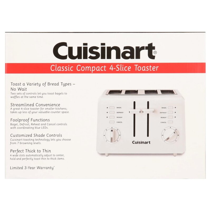 Tostery Cuisinart 4 plastry kompaktowy plastikowy toster
