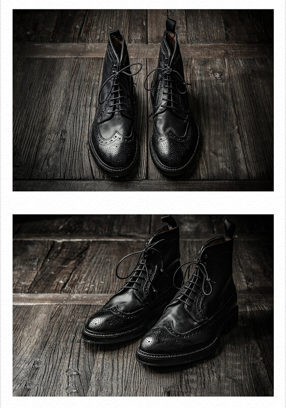 Orginal Italiaanse Brouge Schoenen Lederen Koeienhuid Hoge Klasse Italië Geïmporteerd Laarzen Hightop Leisure Klassieke Rijke Man Schoenen Mode