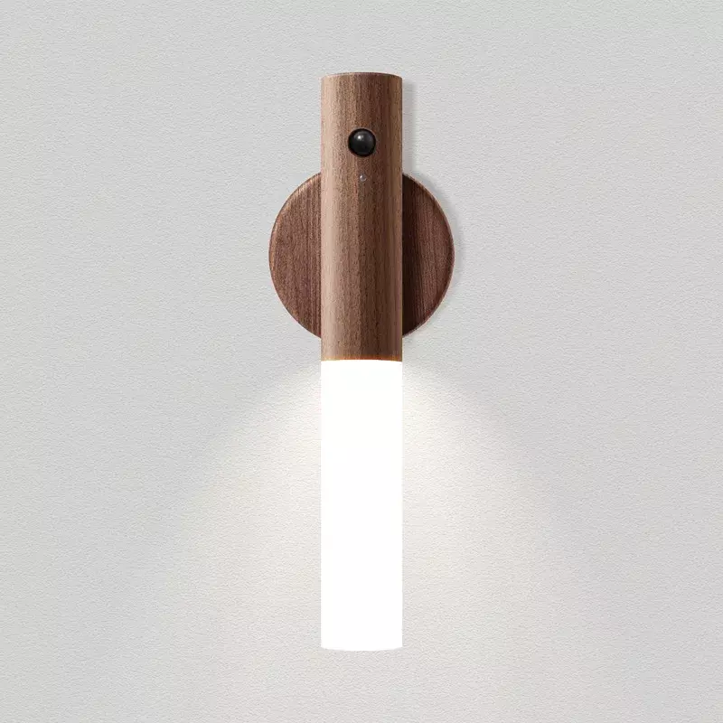 Veilleuse LED intelligente en bois avec détection automatique du corps humain, fonction de charge à domicile, adaptée au couloir