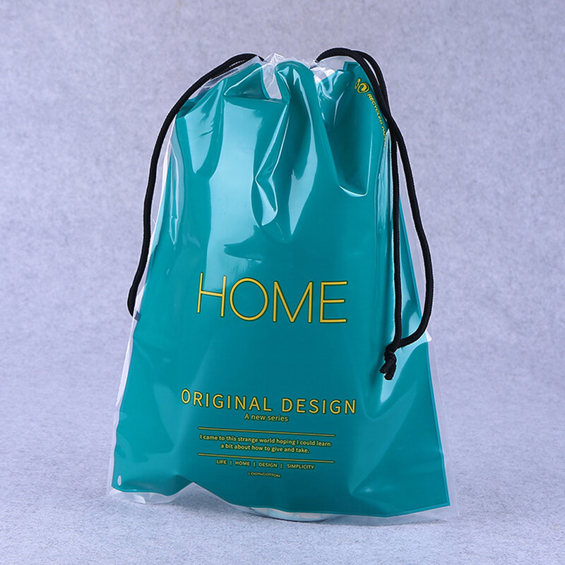 Bolsa transparente con cordón para ropa, paquete personalizado de Plástico LDPE Pe con cremallera para ropa, vestido, zapatos, embalaje
