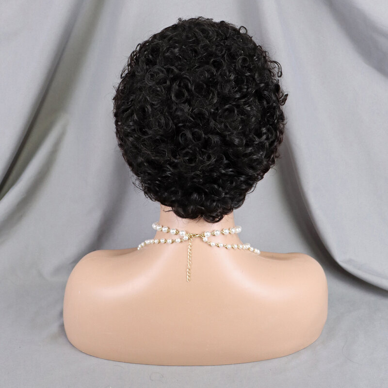 Парик на шнуровке 4X4, короткие кудрявые волосы для черных женщин, бразильские волосы без повреждений