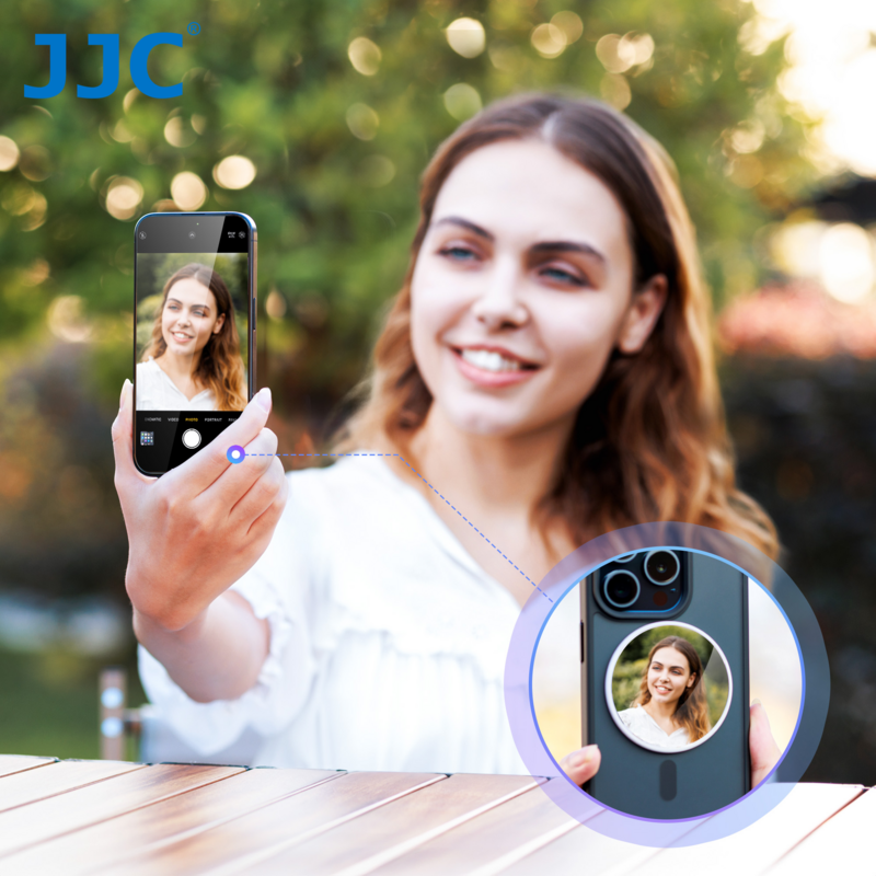 JJC duży rozmiar magnetyczny Selfie lusterko do iPhone 15 14 13 12 Pro Max Magsafe etui na telefon Selfie z widokiem-Φ2.2 "/56mm