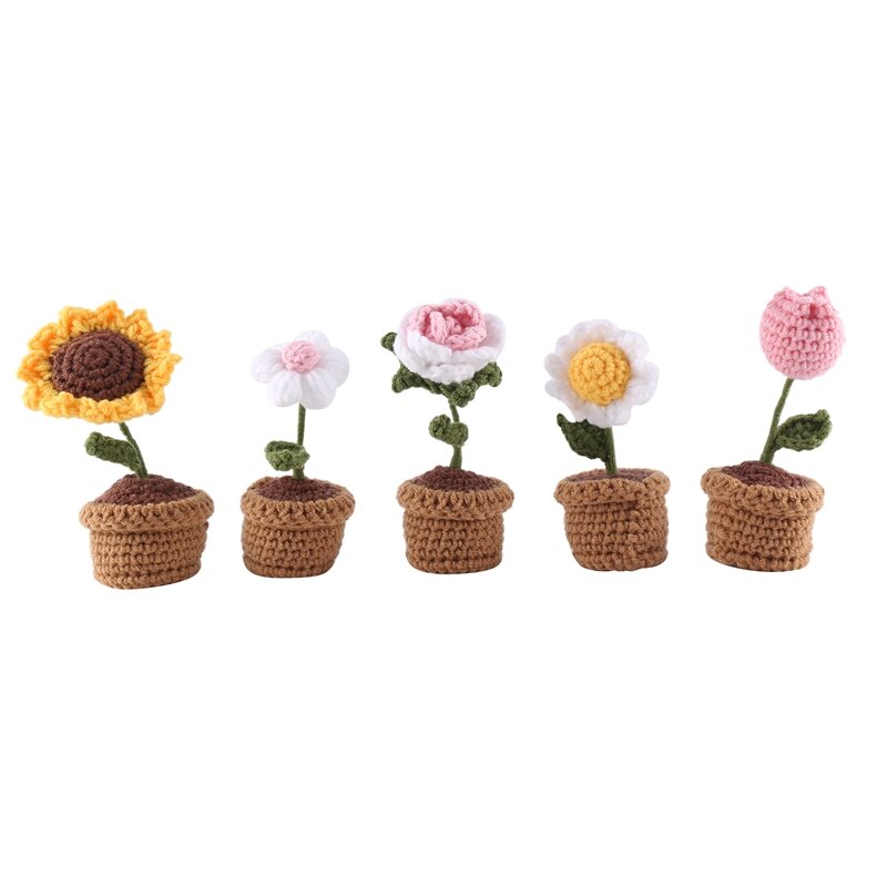 5 buah Kit bunga pot Diy Mini produk bunga pot untuk dekorasi rumah, produk selesai (Multi warna)